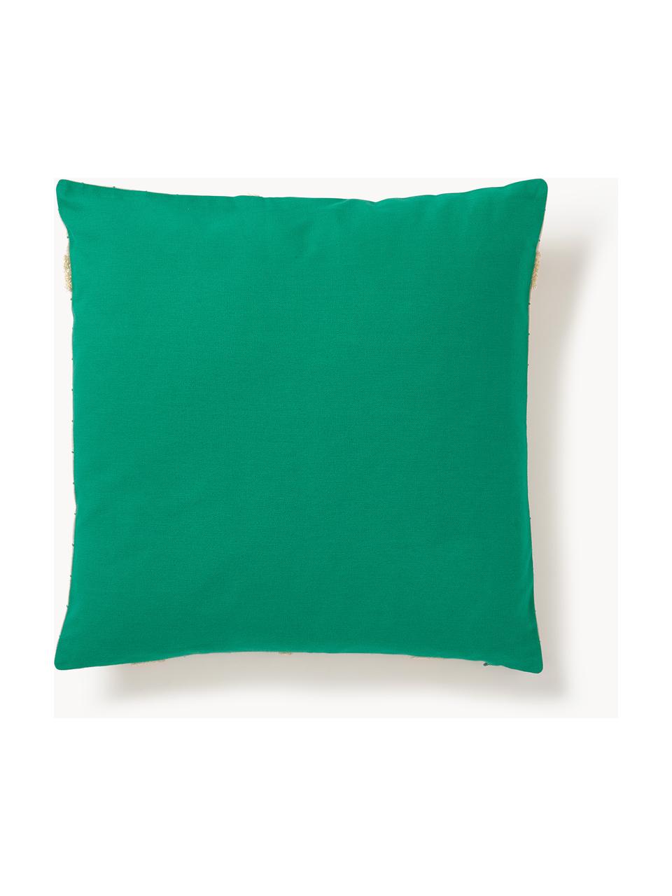 Housse de coussin 40x40 à carreaux Wade, 100 % coton, Couleur crème, vert, larg. 40 x long. 40 cm