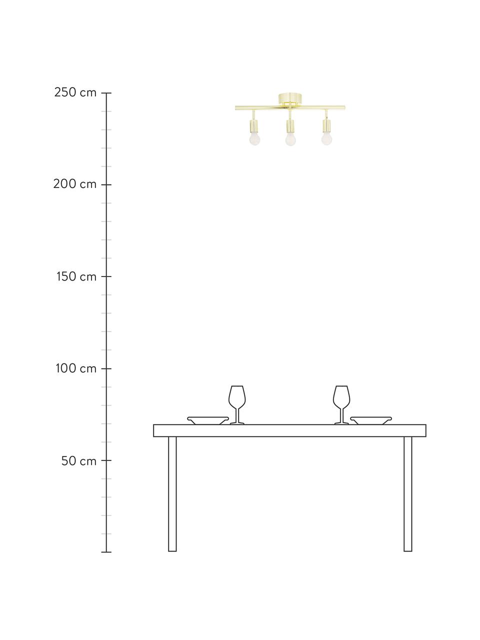 Deckenstrahler Row in Gold, Baldachin: Messing, lackiert, Messingfarben, 60 x 20 cm