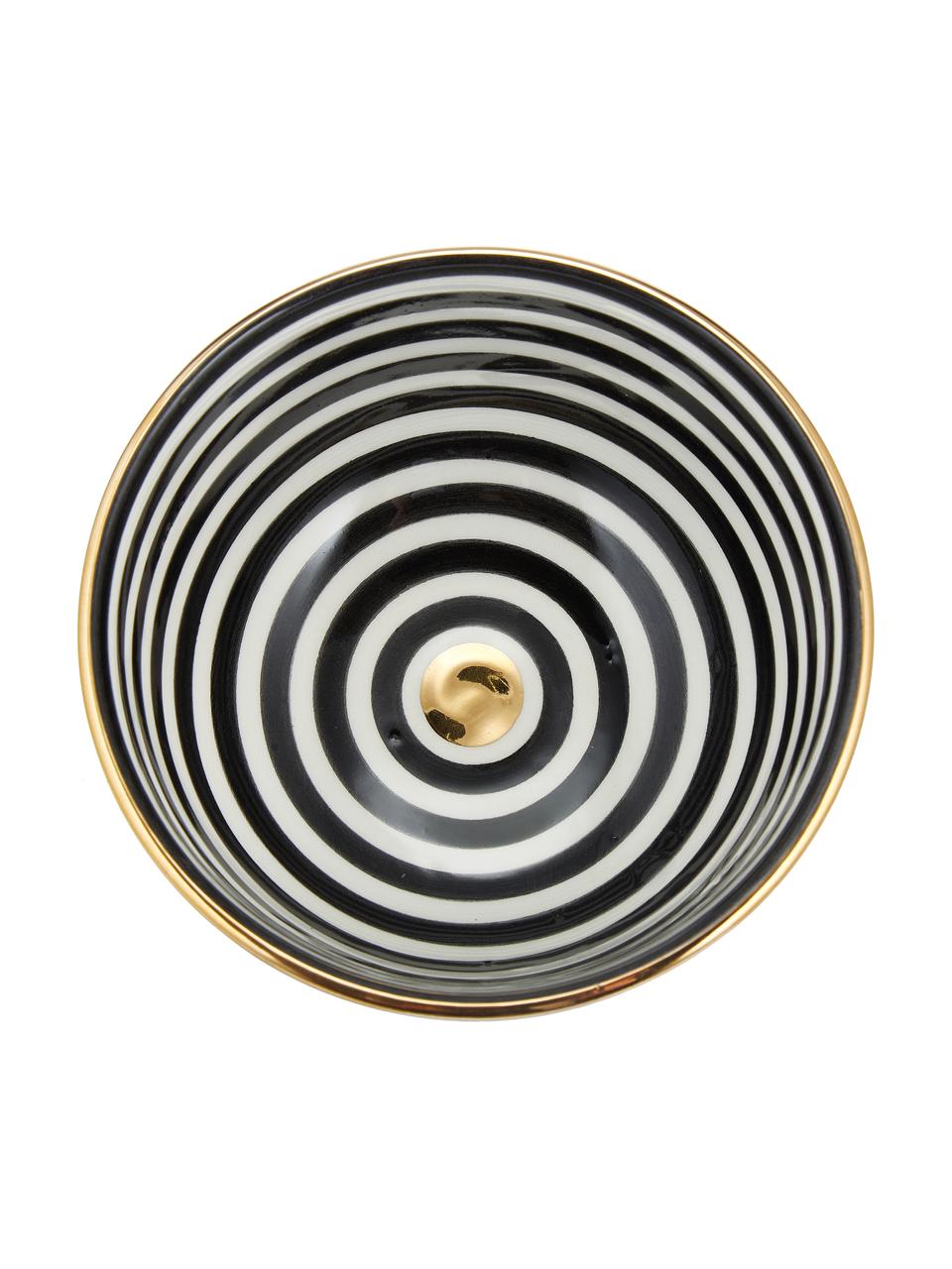 Bol céramique marocaine artisanale bord doré Assiette, Ø 15 cm, Céramique, Noir, couleur crème, or, Ø 15 x haut. 9 cm