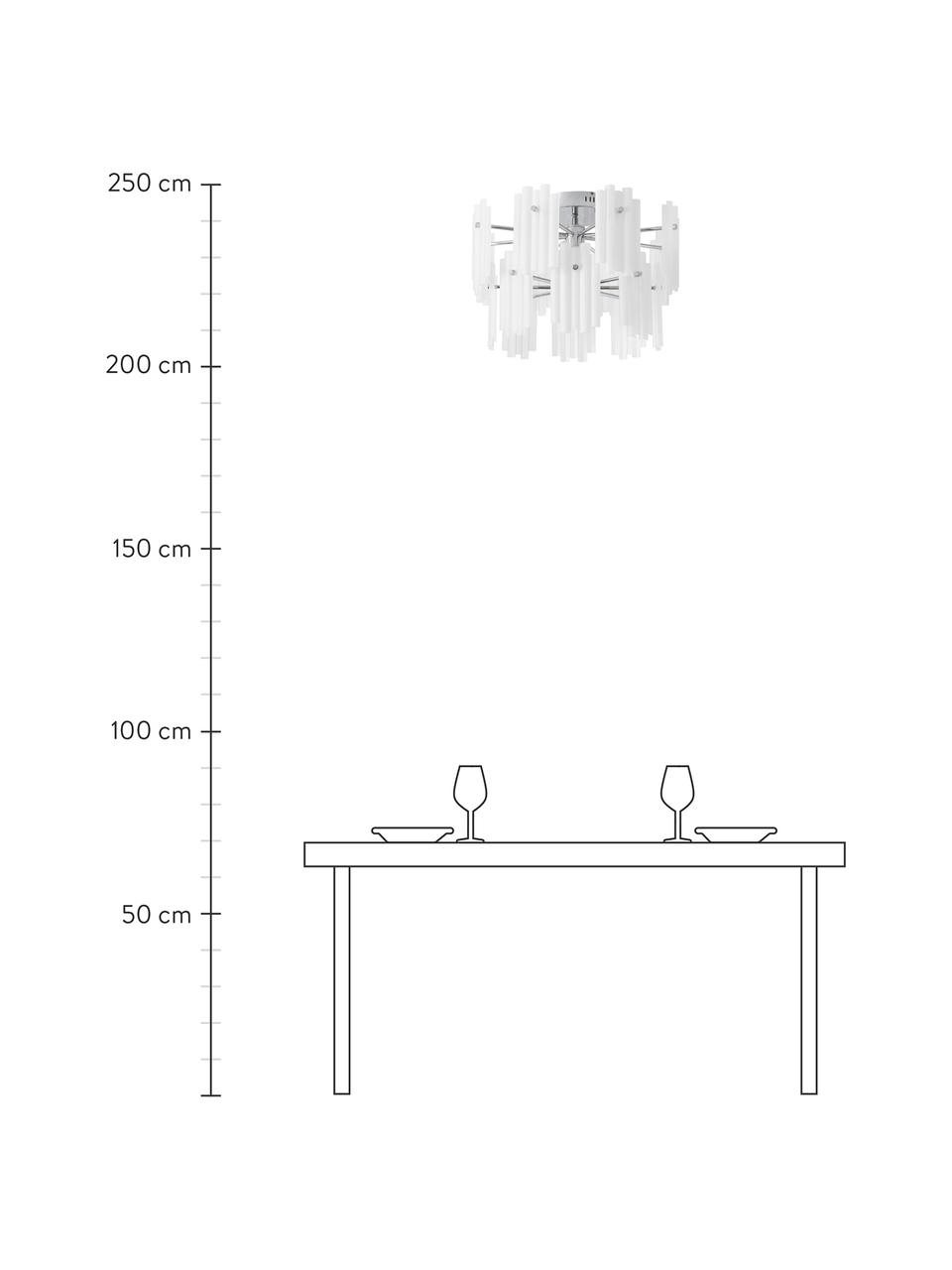 Große LED-Deckenleuchte Alenia, Lampenschirm: Acrylglas, Baldachin: Metall, verchromt, Weiß, Chromfarben, Ø 57 x H 34 cm