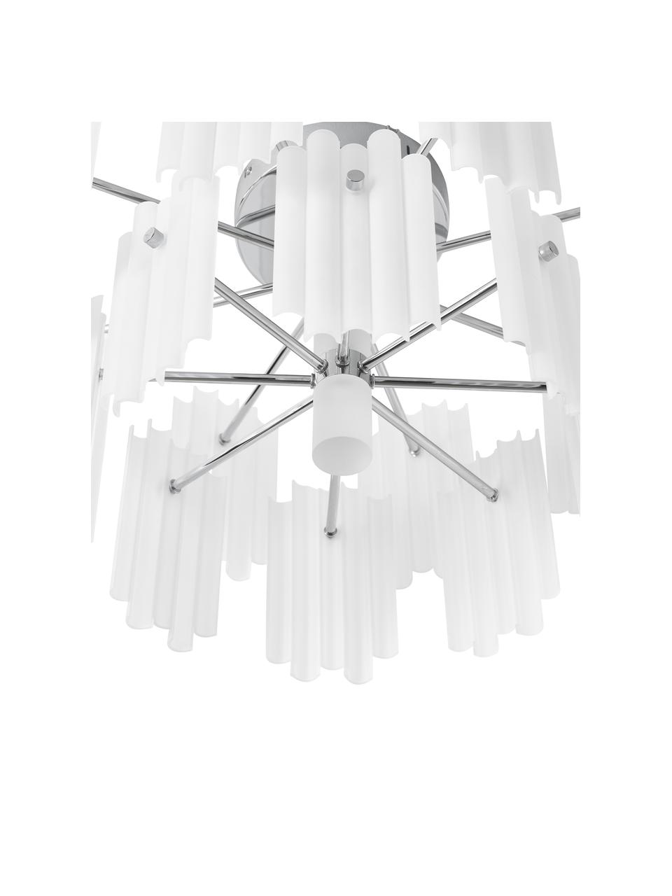 Velké závěsné LED svítidlo Alenia, Bílá, odstíny chromu, Ø 57 cm, V 34 cm