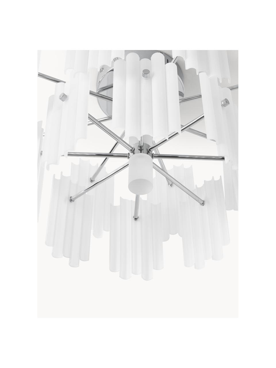 Grand plafonnier LED Alenia, Blanc, couleur chrome, Ø 57 x haut. 34 cm
