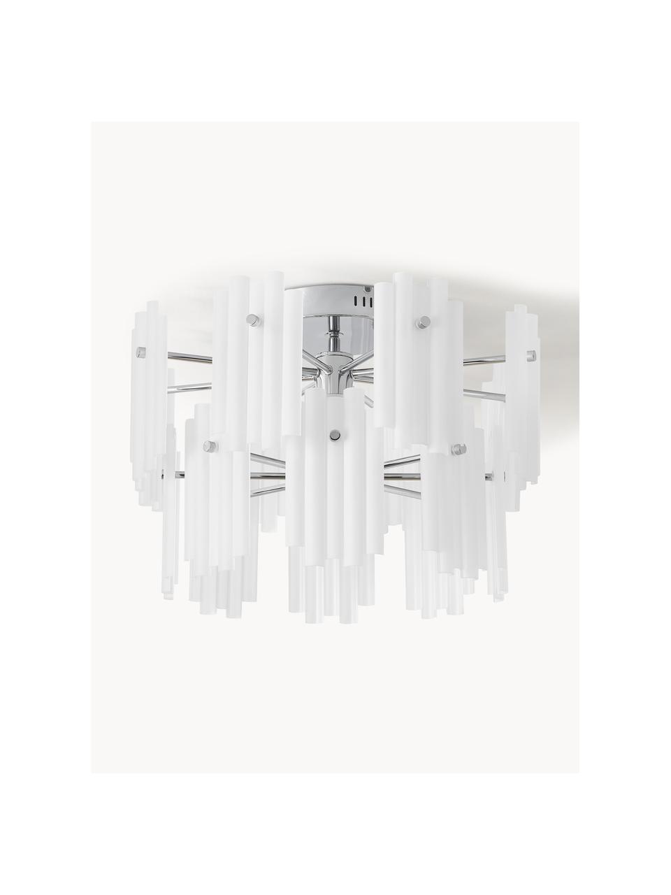 Große LED-Deckenleuchte Alenia, Lampenschirm: Acrylglas, SIlberfarben, Weiß, Ø 57 x H 34 cm