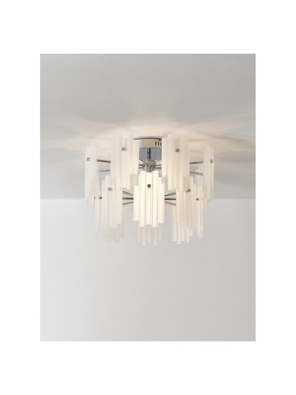 Grand plafonnier LED Alenia, Blanc, gris chrome, Ø 57 x haut. 34 cm