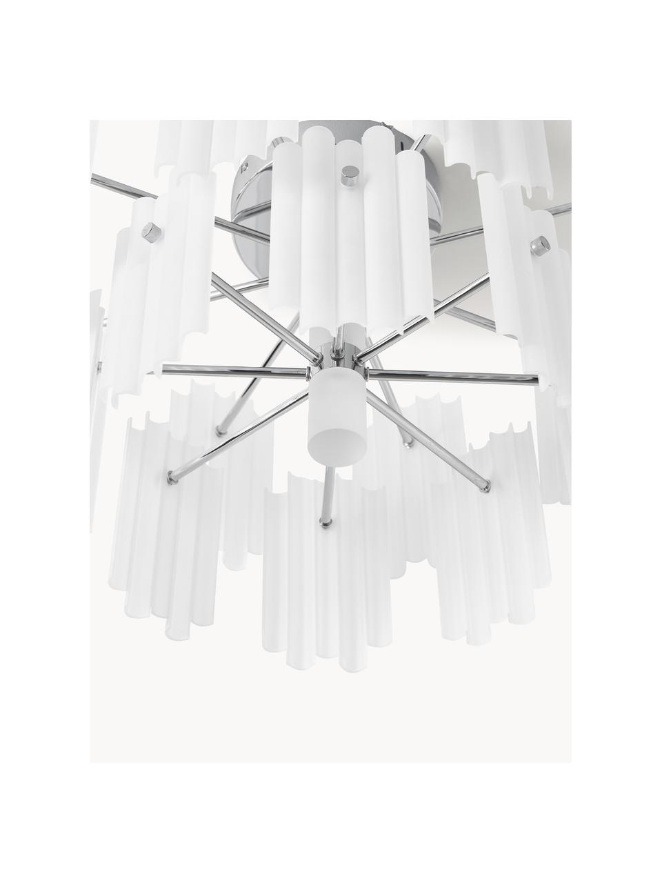 Grand plafonnier LED Alenia, Blanc, gris chrome, Ø 57 x haut. 34 cm