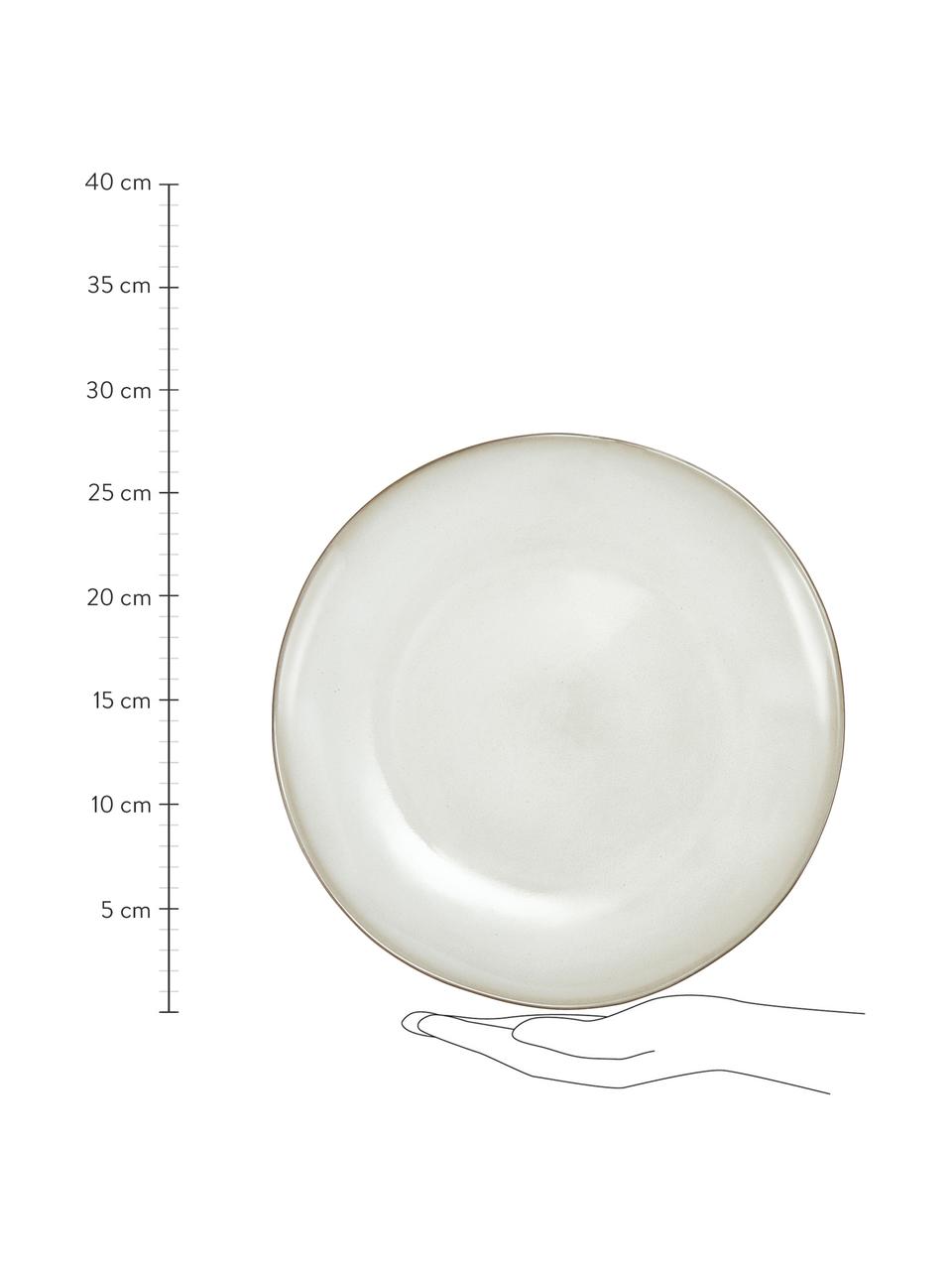 Assiette plate en grès beige faite main Thalia, 2 pièces, Grès cérame, Beige, Ø 28 x haut. 3 cm