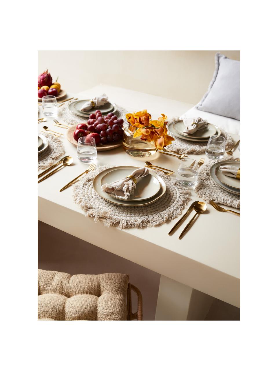 Handgemaakte keramische dinerborden Thalia in beige, 2 stuks, Keramiek, Beige, Ø 27 cm