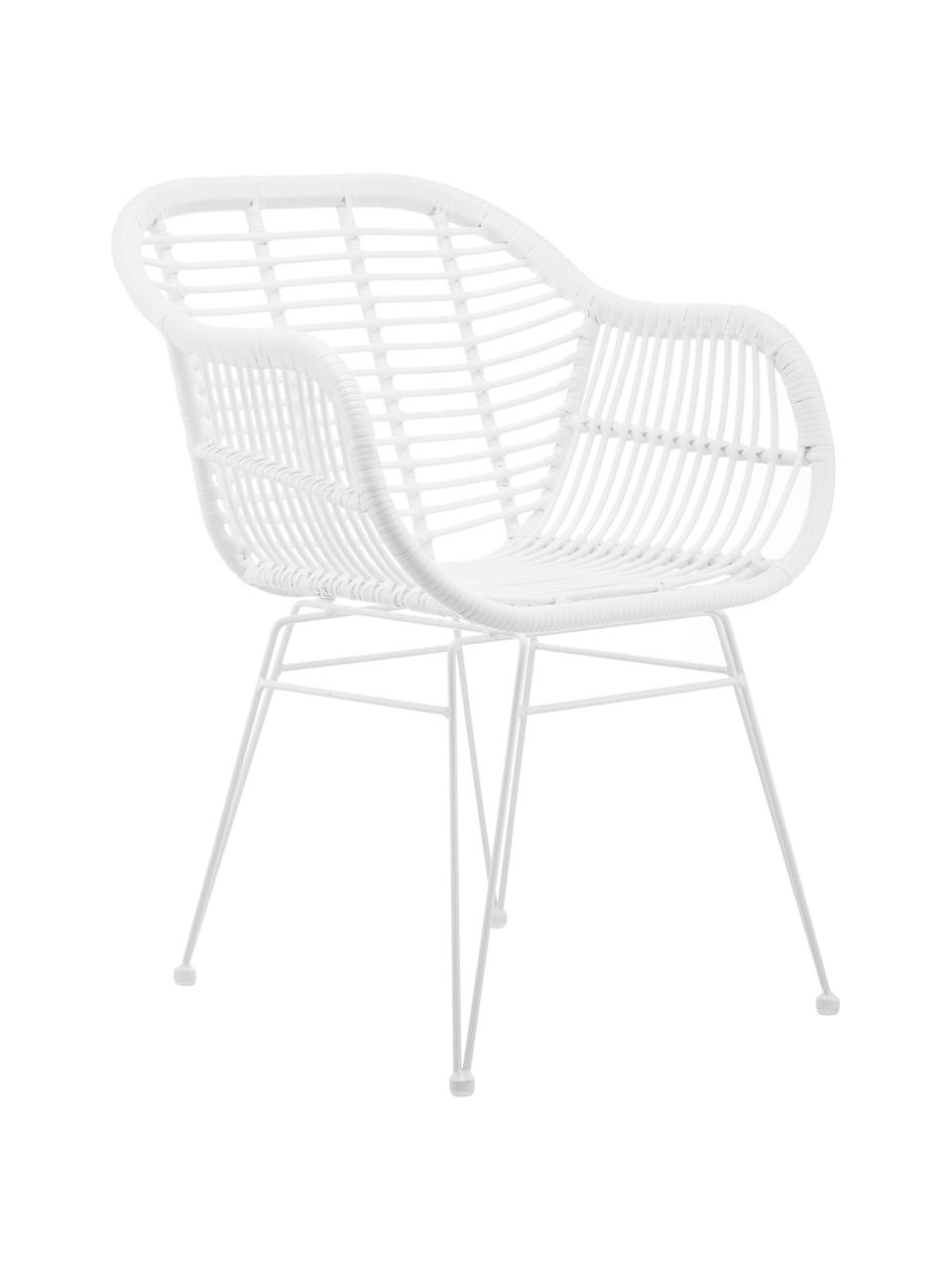 Polyratanová stolička s opierkami Costa, 2 ks, Biela, Š 59 x H 58 cm