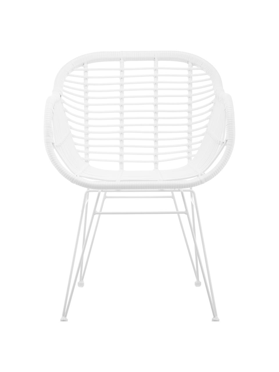 Chaise polyrotin Costa, 2 pièces, Assise : blanc Structure : blanc, mat, larg. 59 x prof. 58 cm