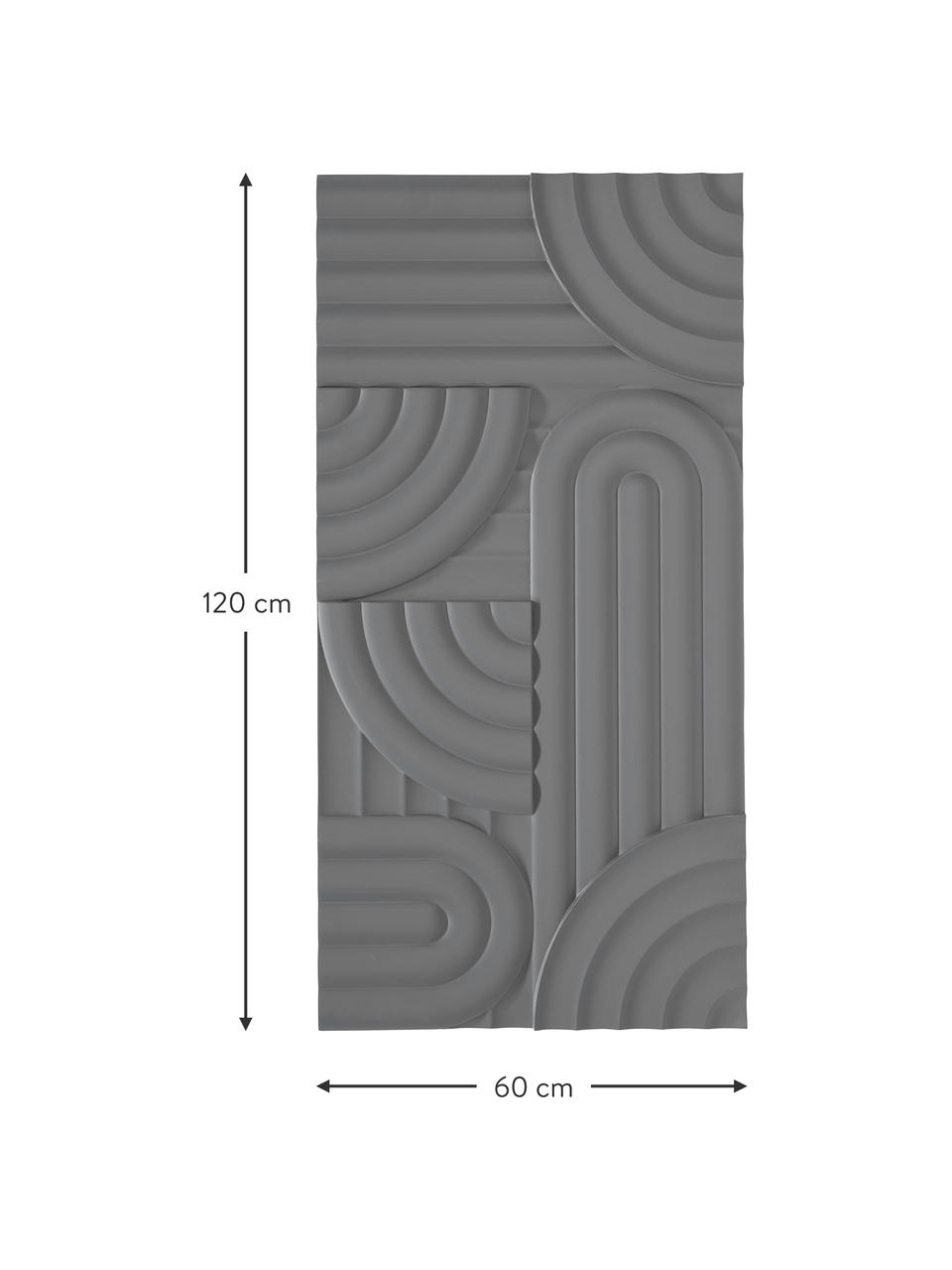 Decoración de pared de madera Massimo, Tablero de fibras de densidad media (MDF), Gris, An 120 x Al 60 cm