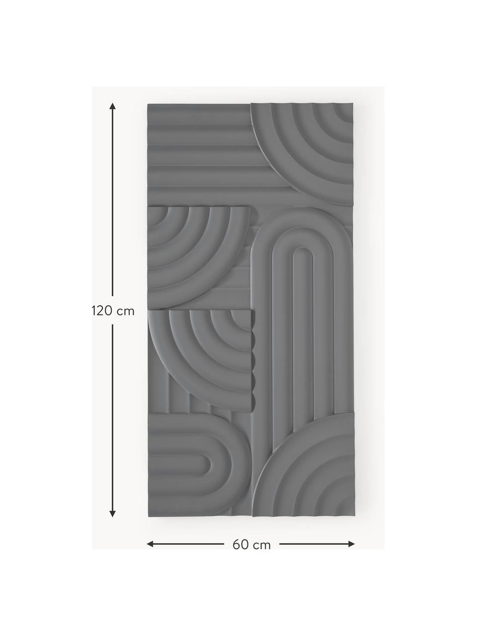 Sculpture murale en bois Massimo, MDF, Gris, larg. 120 x haut. 60 cm
