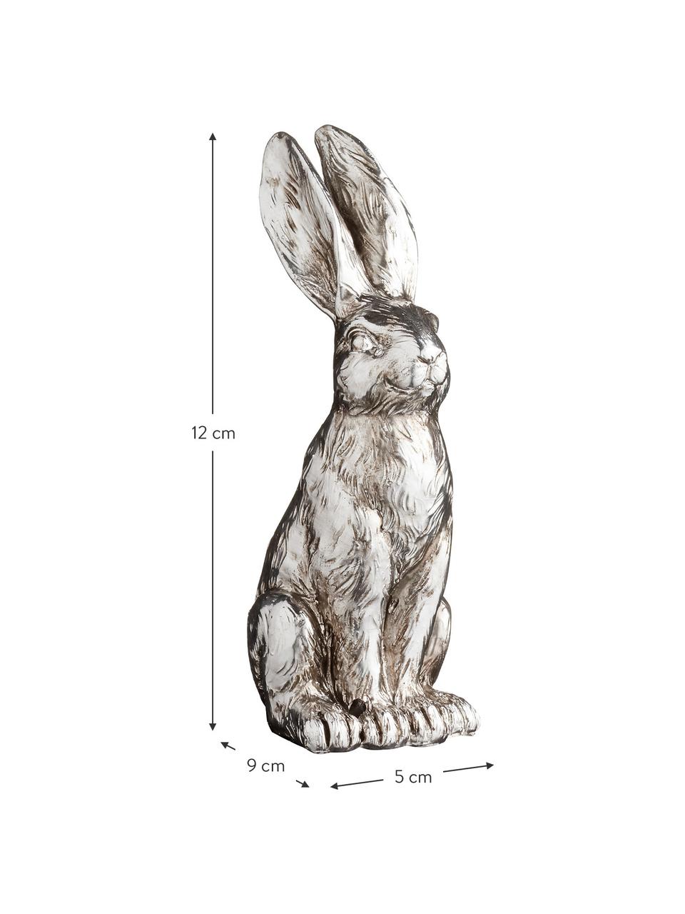 Handgefertigtes Deko-Objekt Bunny, Kunststoff, Silberfarben, 6 x 12 cm