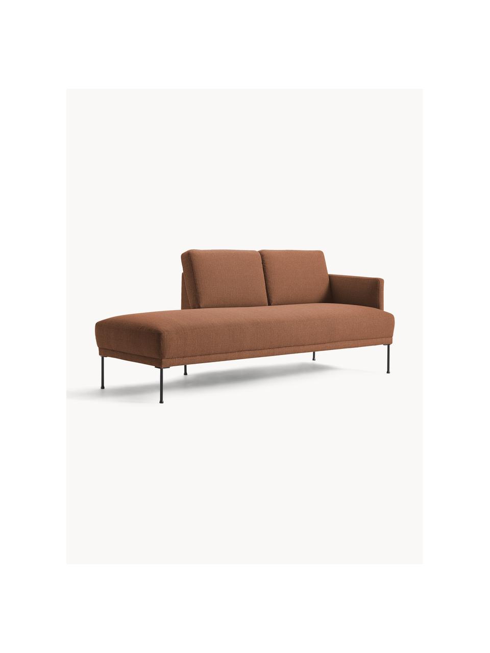 Chaise longue Fluente, Bekleding: 100% polyester. Met 35.00, Frame: massief grenenhout, Poten: gepoedercoat metaal Dit p, Geweven stof lichtbruin, B 202 x D 85 cm, rugleuning links