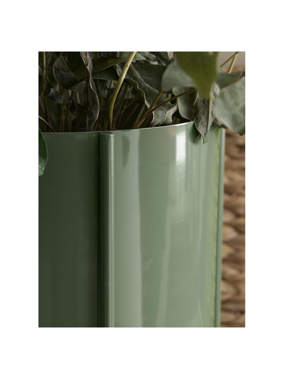 Portavaso grande verde con supporto Milton, Metallo rivestito, Verde lucido, Ø 25 x Alt. 45 cm