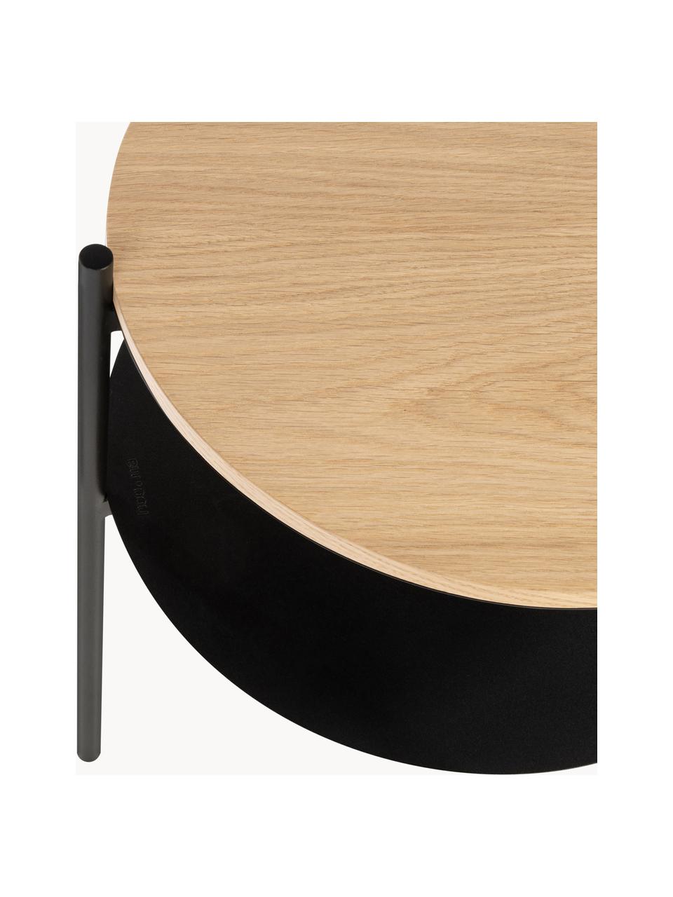 Drevený nočný stolík Tu, Čierna, svetlé drevo, Ø 40 x V 52 cm