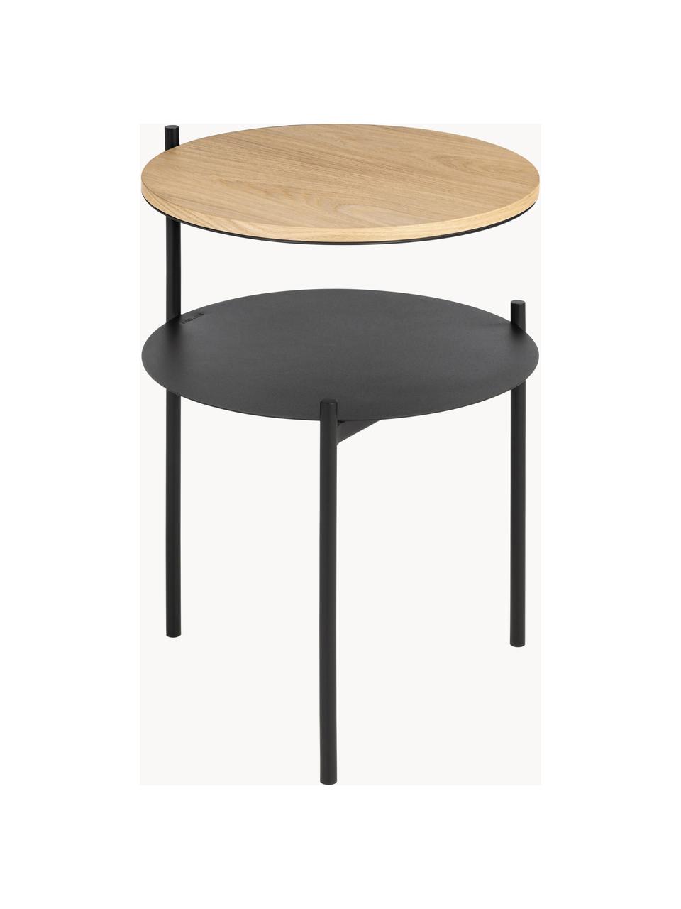 Dřevěný noční stolek Tu, Černá, světlé dřevo, Ø 40 cm, V 52 cm
