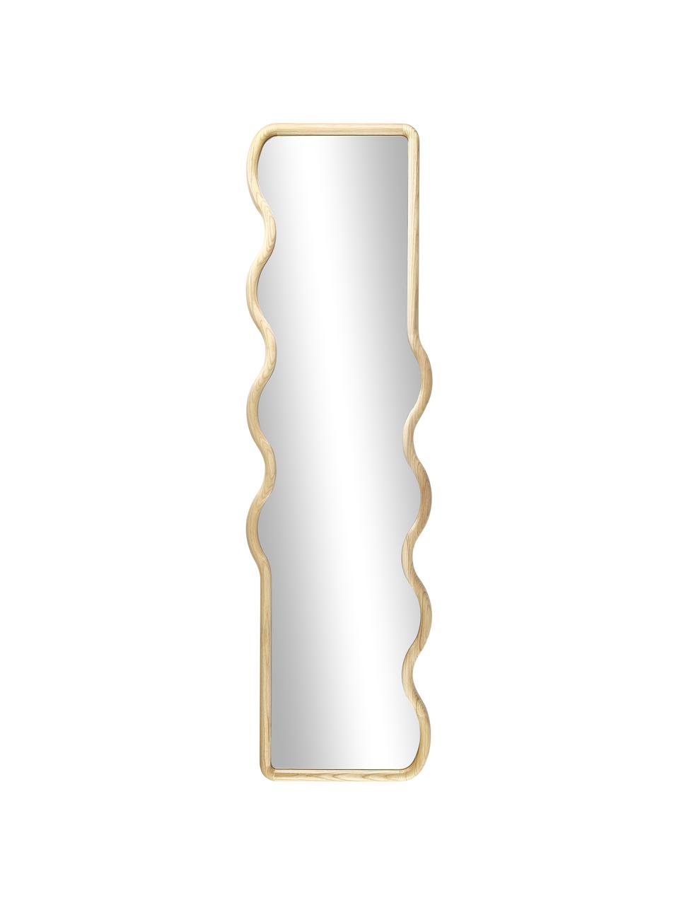 Lustro ścienne z drewnianą ramą Stream, Beżowy, S 50 x W 175 cm