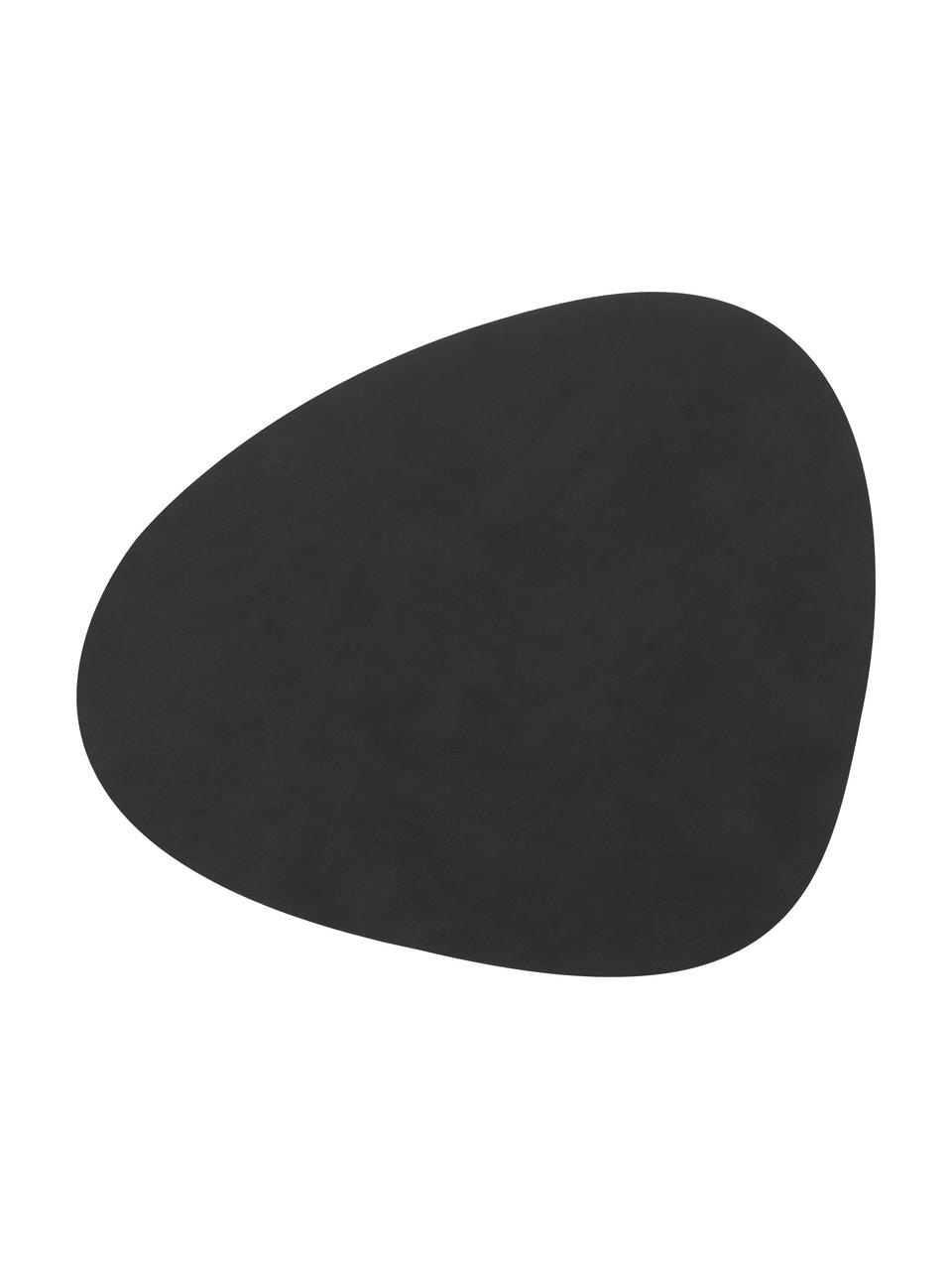 Podkładka ze skóry Curve, 4 szt., Skóra, guma, Czarny, S 44 x D 37 cm
