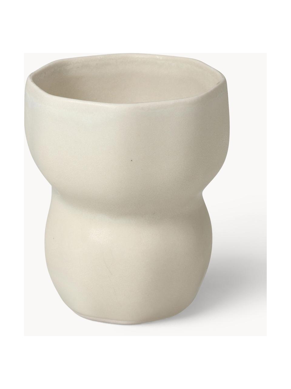 Handgefertigter Becher Limfjord in organischer Form, 350 ml, Steingut, Beige, Ø 9 x H 11 cm, 350 ml