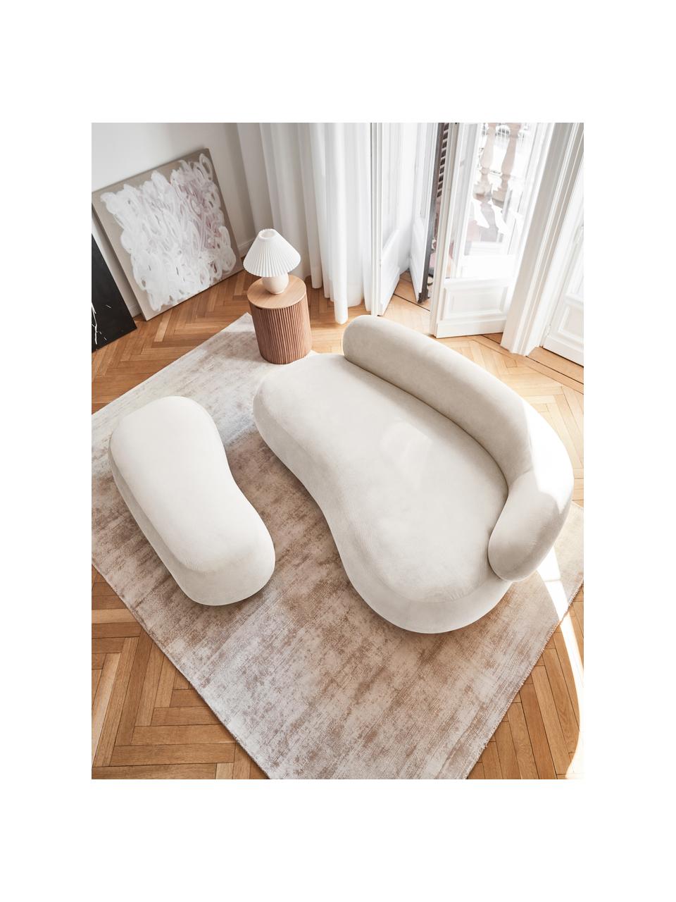 Sofá riñón Alba (2 plazas), Tapizado: 97% poliéster, 3% nylon A, Estructura: madera de abeto maciza, m, Patas: plástico, Tejido blanco crema, An 185 x F 114 cm, respaldo derecho