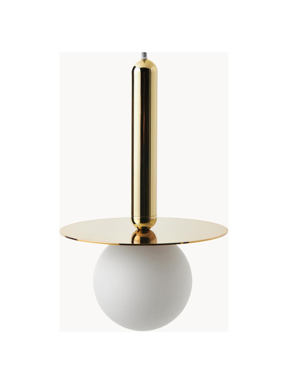 Kleine hanglamp Plate, Lampenkap: opaalglas, Goudkleurig, Ø 20 x H 32 cm