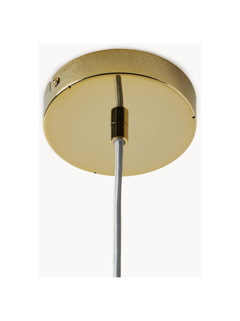 Lámpara de techo pequeña Plate, Pantalla: vidrio opalino, Cable: cubierto en tela, Dorado, Ø 20 x Al 32 cm