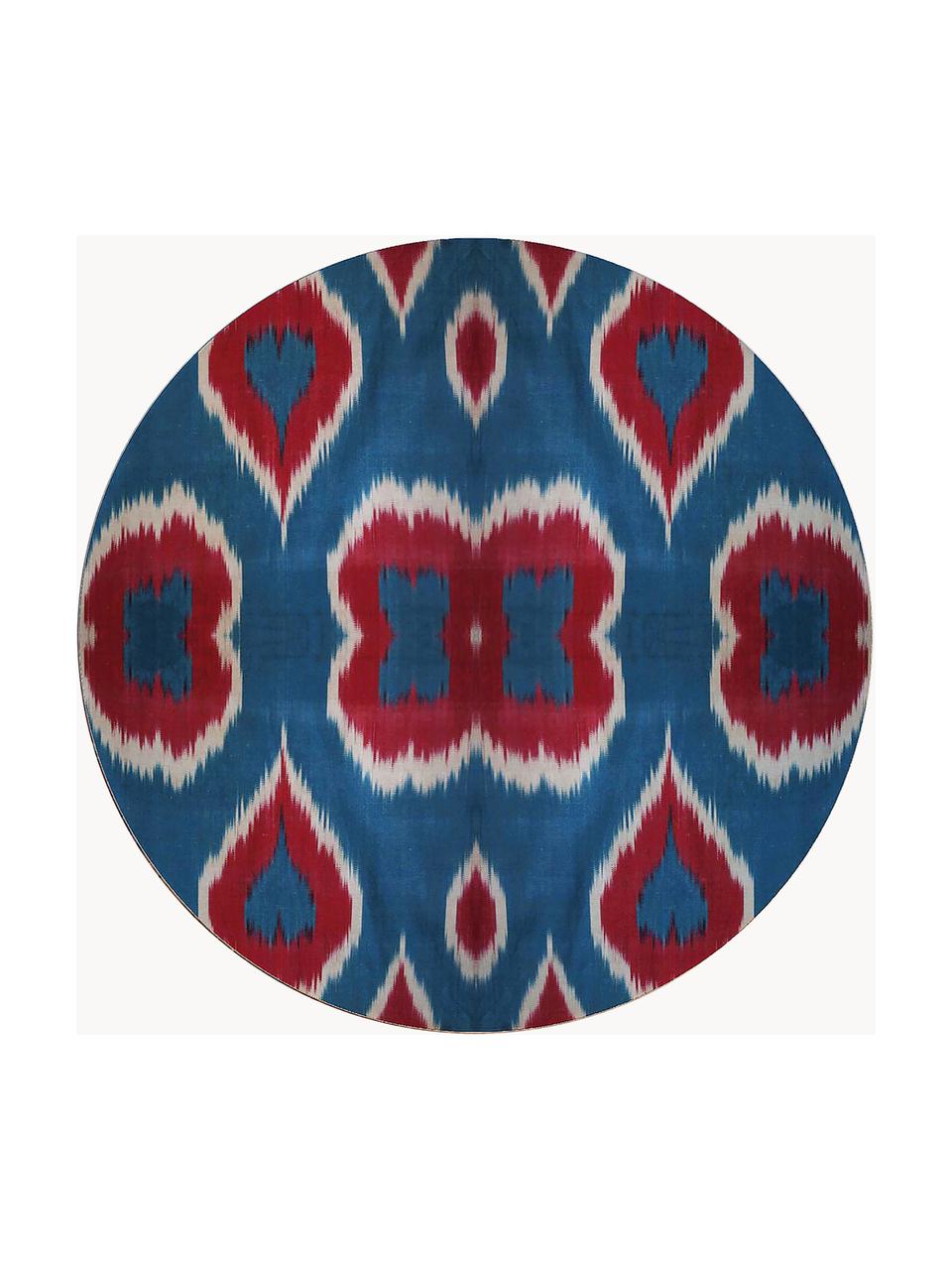 Handgefertigte Porzellan-Servierschale Ikat, Porzellan, Blau, Rostrot, Weiss, Ø 22 cm