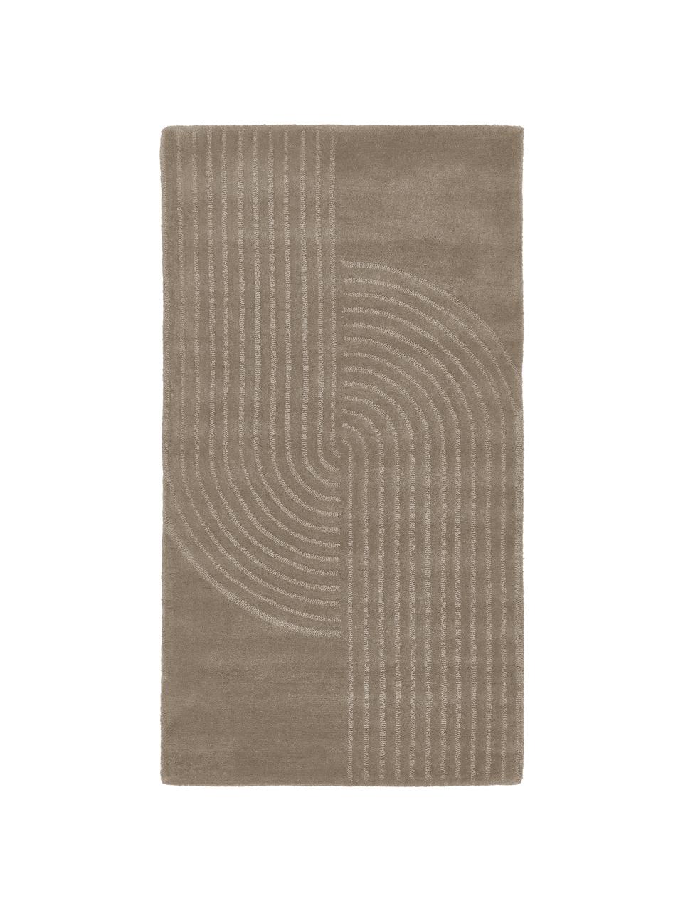 Tapis laine taupe tufté main Mason, Beige, larg. 80 x long. 150 cm (taille XS)