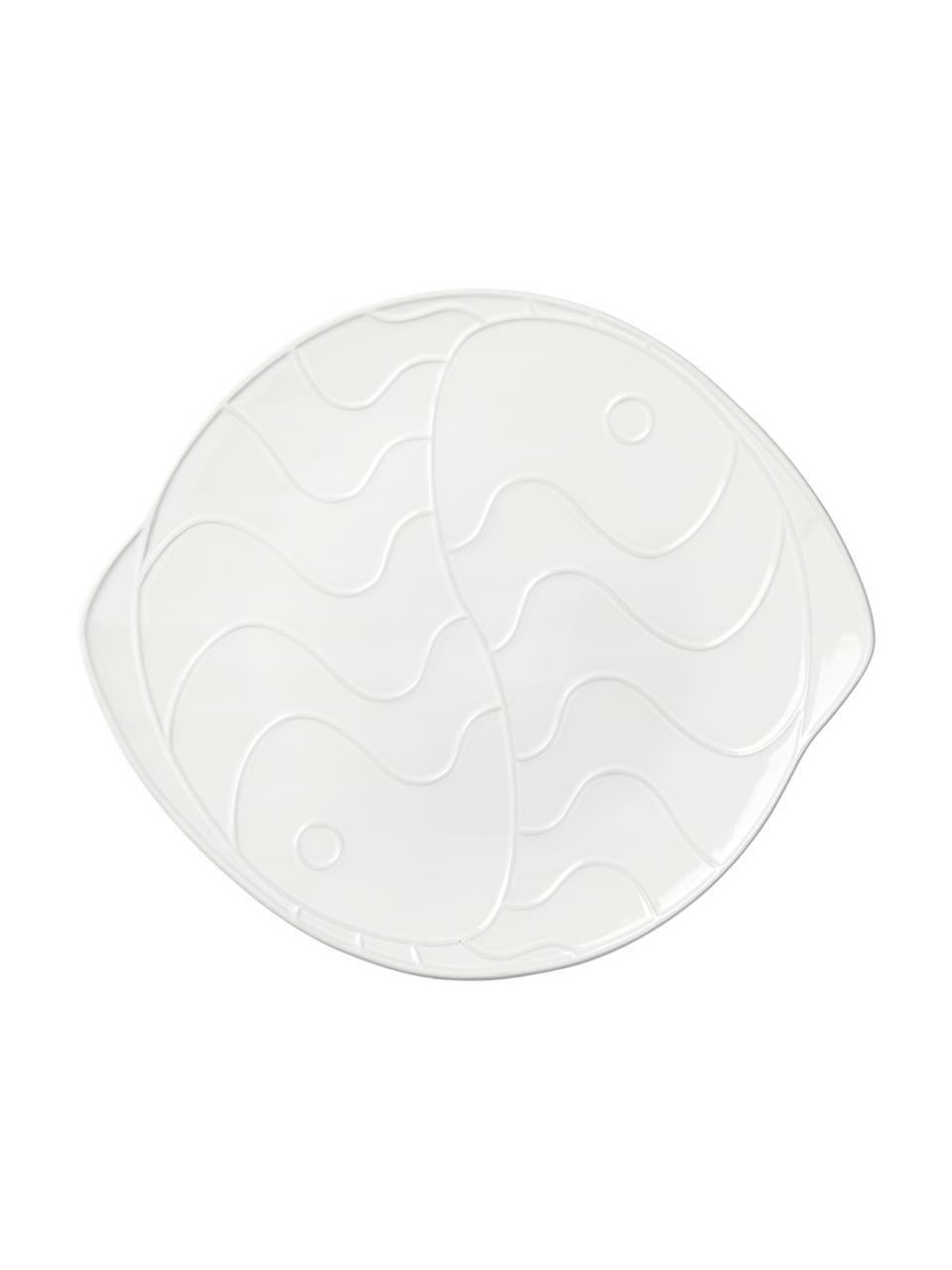 Piatto da portata Pesce, Gres, Bianco, Lung. 35 x Larg. 31 cm
