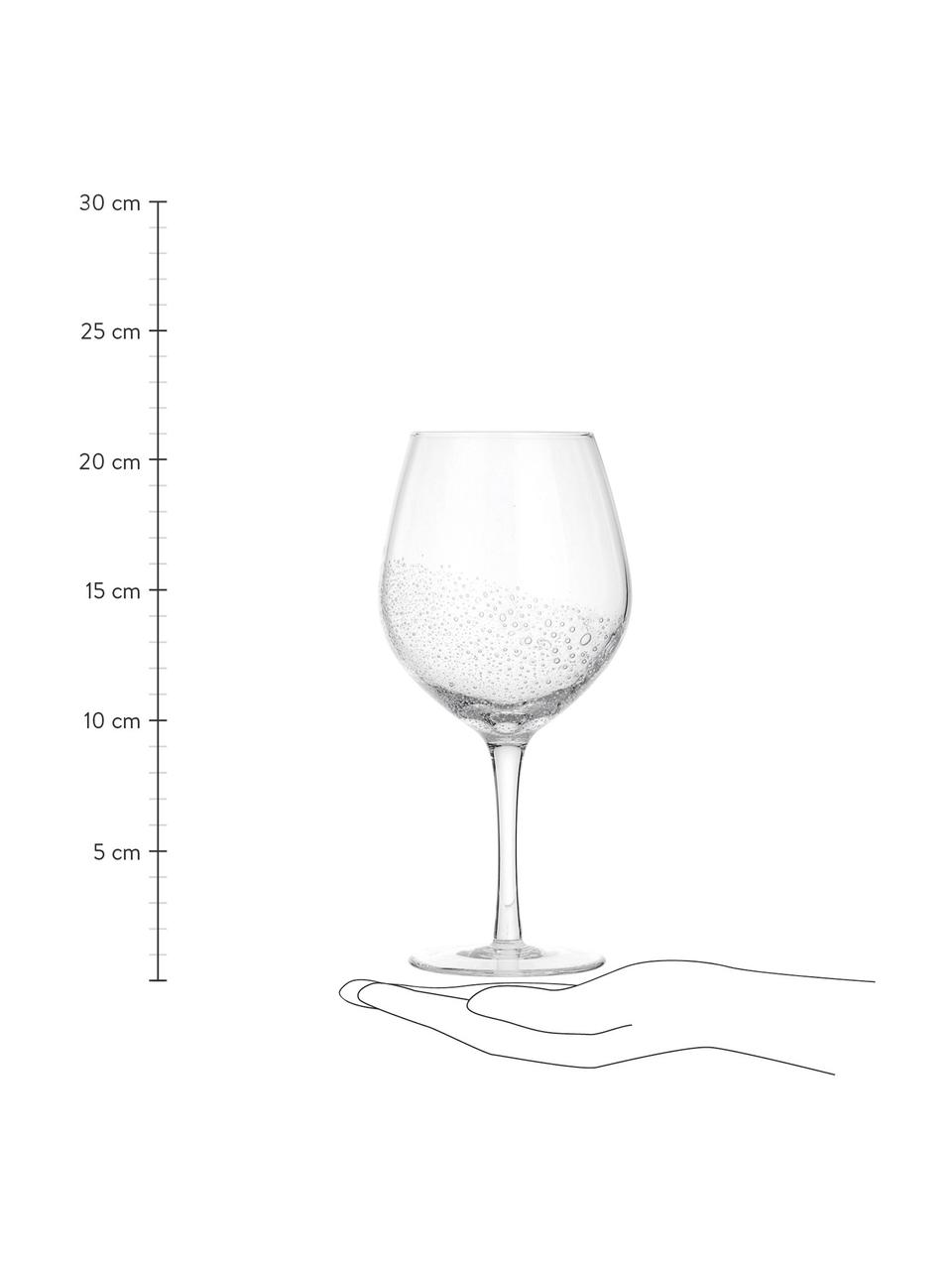 Ručne fúkané poháre na červené víno Bubble, 4 ks, Fúkané sklo, Priehľadná so vzduchovými bublinkami, Ø 10 x V 22 cm, 250 ml