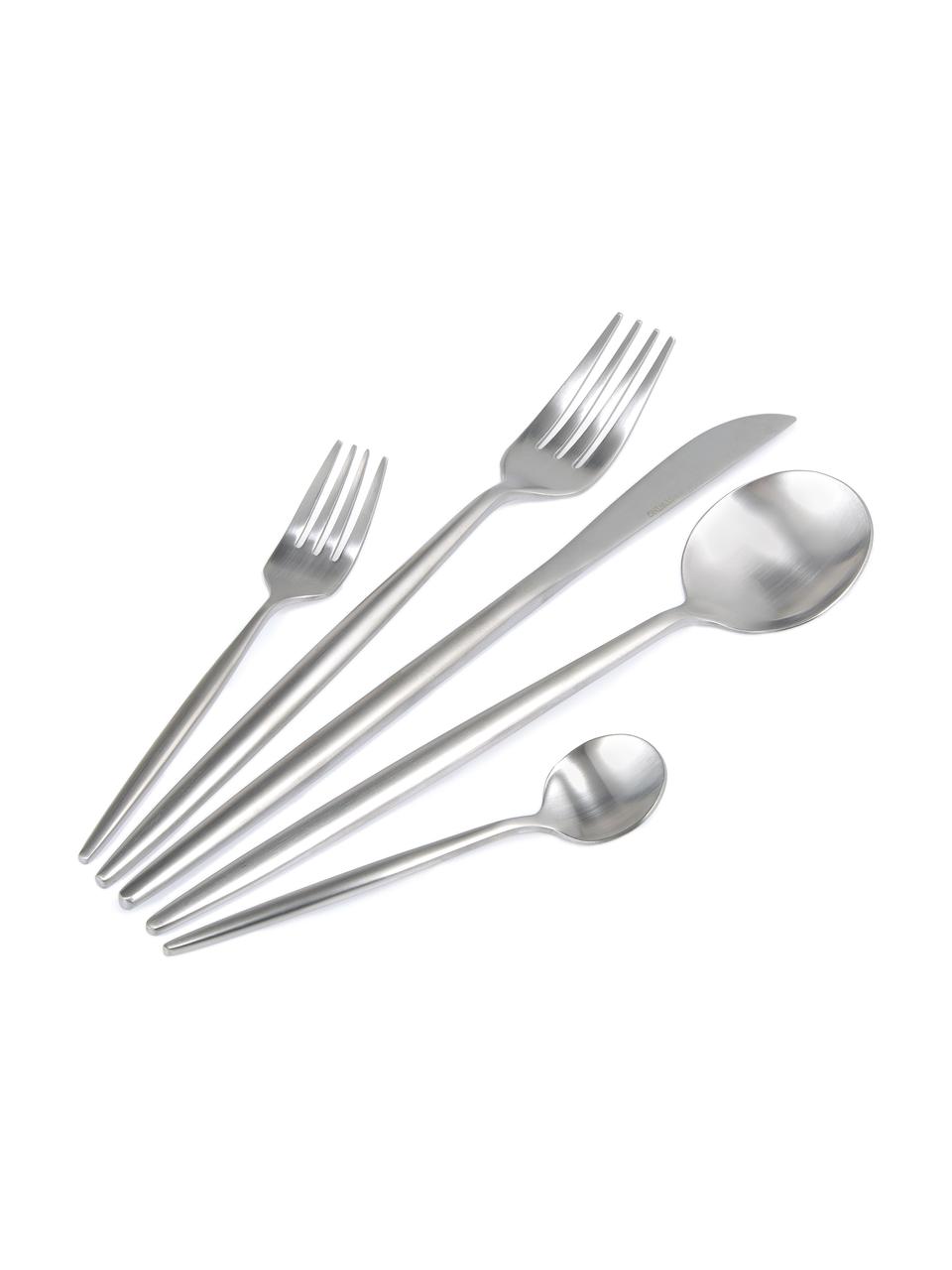 Set posate opaco spazzolato in varie misure Shimmer, Coltello: acciaio inossidabile 13/0, Argentato opaco, 4 persone (20 pz)