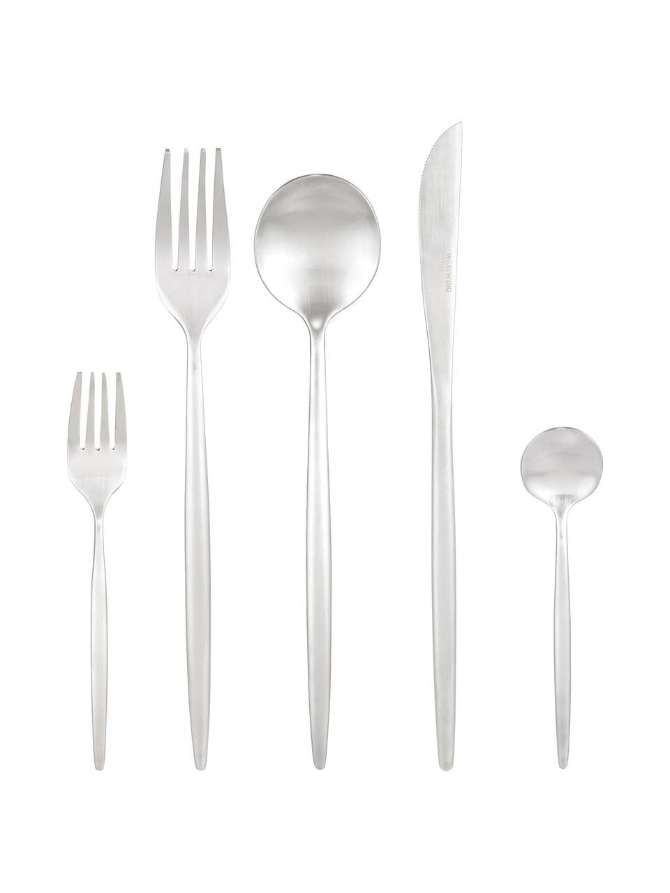 Súprava príborov Shimmer, rôzne veľkosti, Odtiene matnej striebornej, 4 osoby (20 dielov)