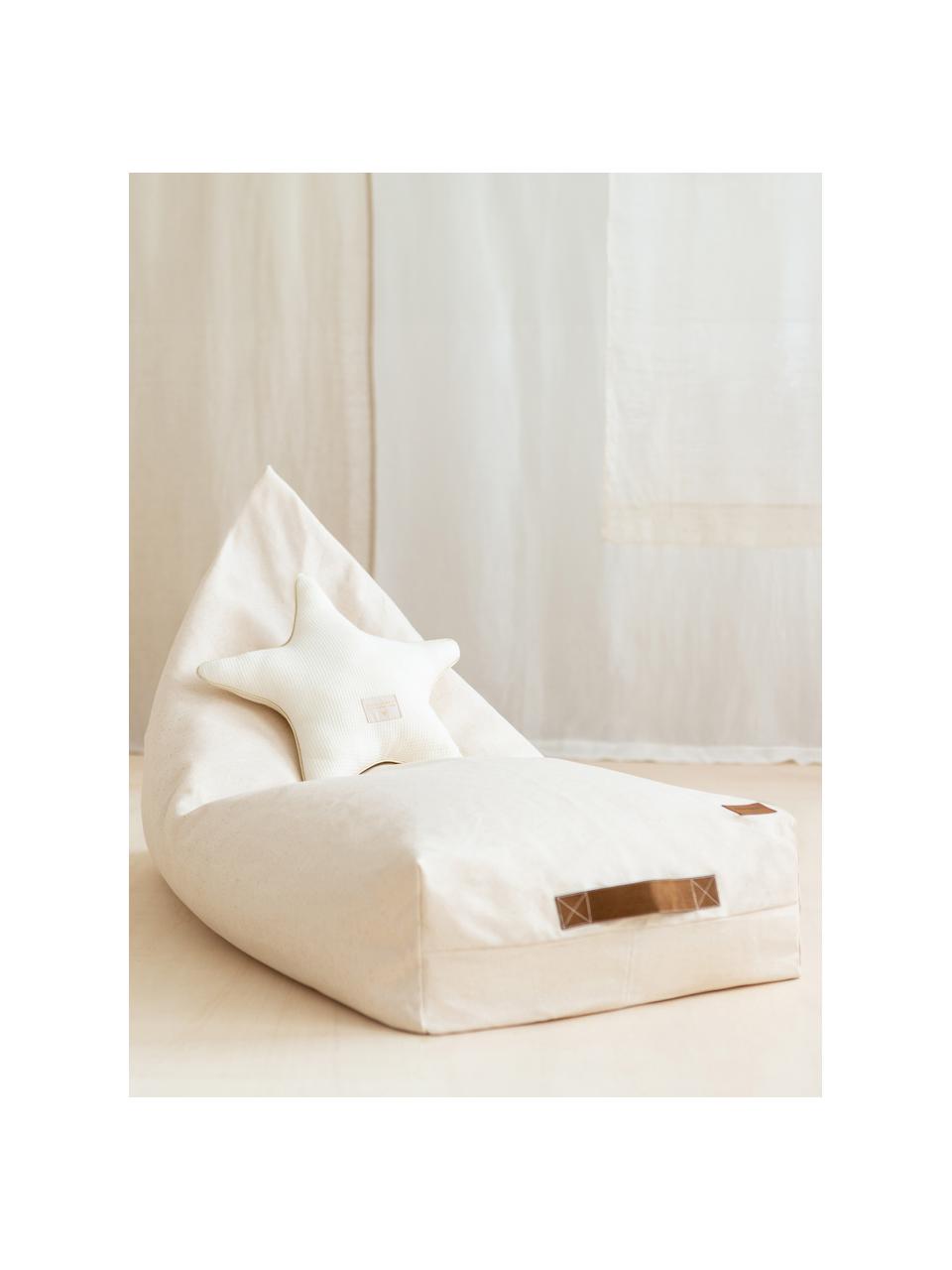 Fauteuil poire en coton Oasis, Blanc cassé, larg. 52 x long. 119 cm