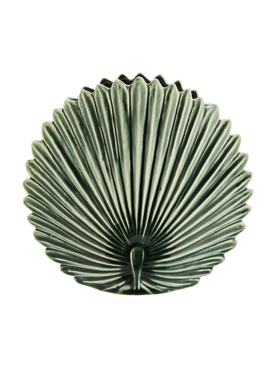 Jarrón de diseño Round Leaf, Gres, Verde, An 26 x Al 24 cm