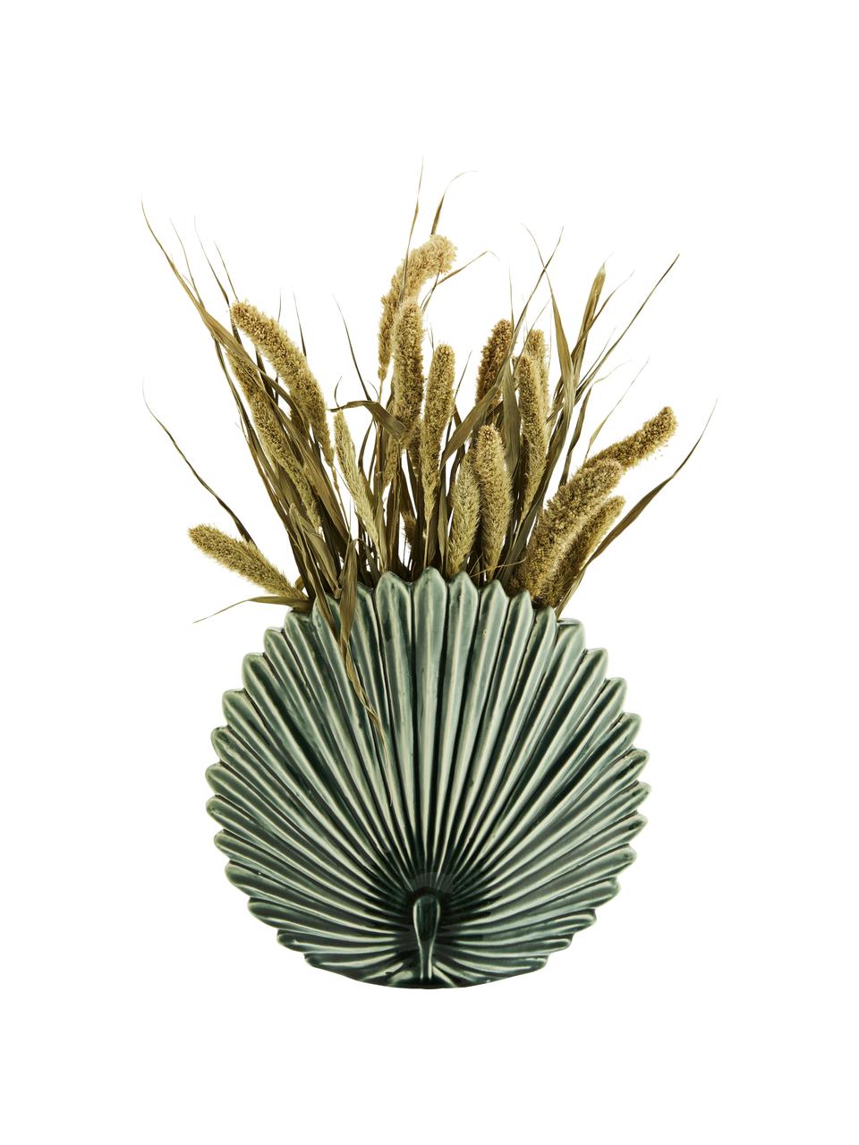 Vaso di design in gres Round Leaf, Gres, Verde, Larg. 26 x Alt. 24 cm