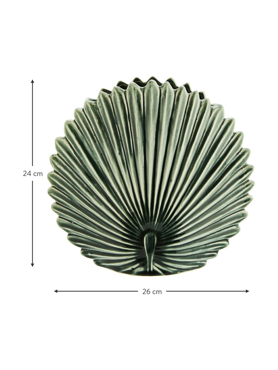 Vaso di design in gres Round Leaf, Gres, Verde, Larg. 26 x Alt. 24 cm