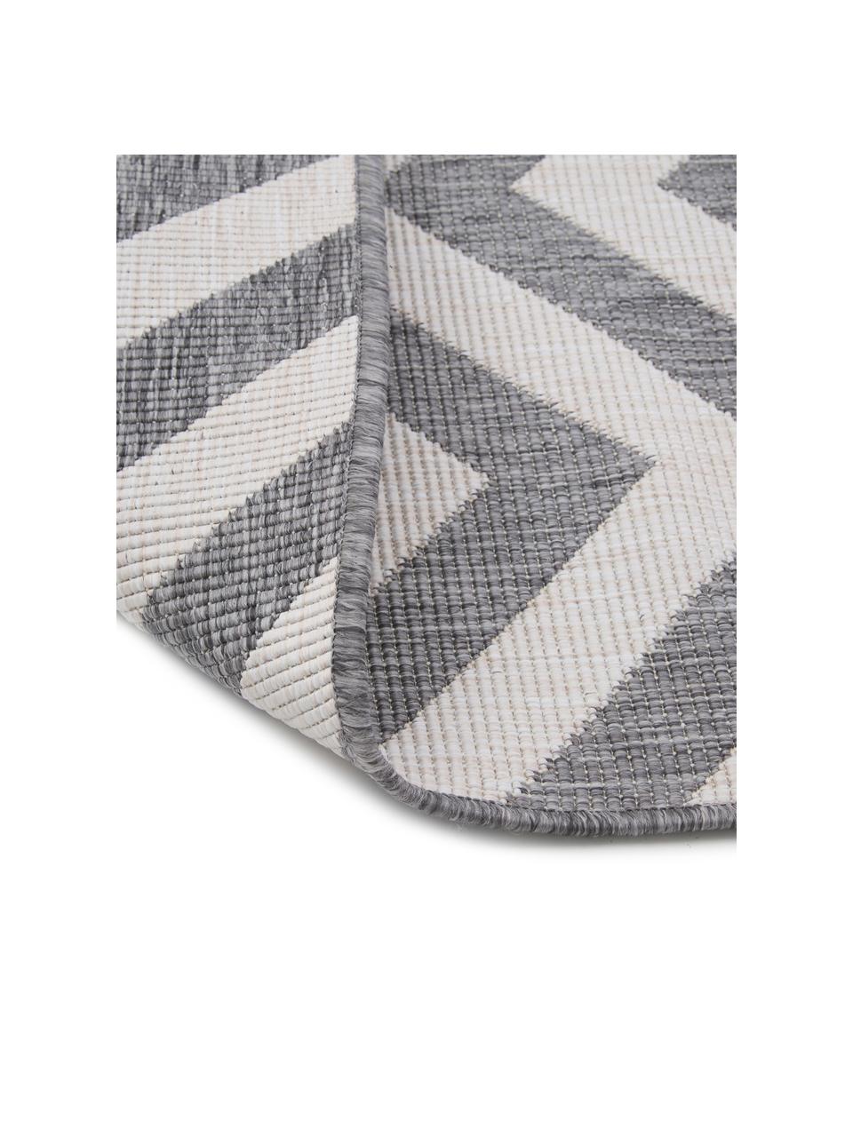 In- & outdoor vloerkleed Palma met zigzag patroon, dubbelzijdig, 100% polypropyleen, Grijs, crèmekleurig, B 160 x L 230 cm (maat M)