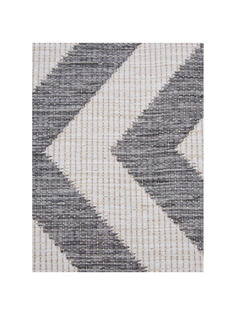 In- & Outdoor-Teppich Palma mit Zickzack-Muster, beidseitig verwendbar, 100% Polypropylen, Grau, Creme, B 120 x L 170 cm (Größe S)
