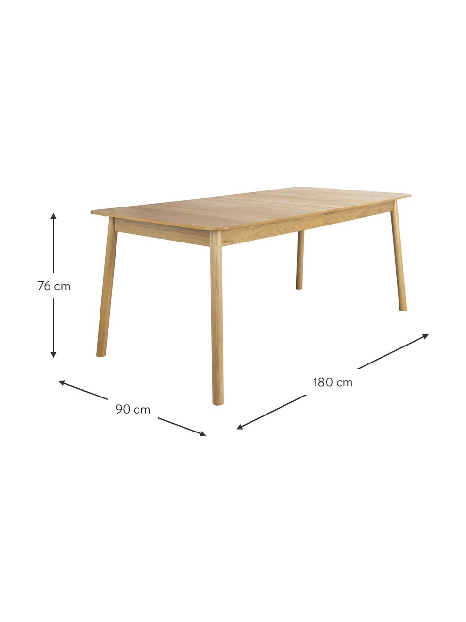 Table extensible bois de frêne Glimps, Bois de frêne, larg. de 180 à 240 x prof. 90 cm