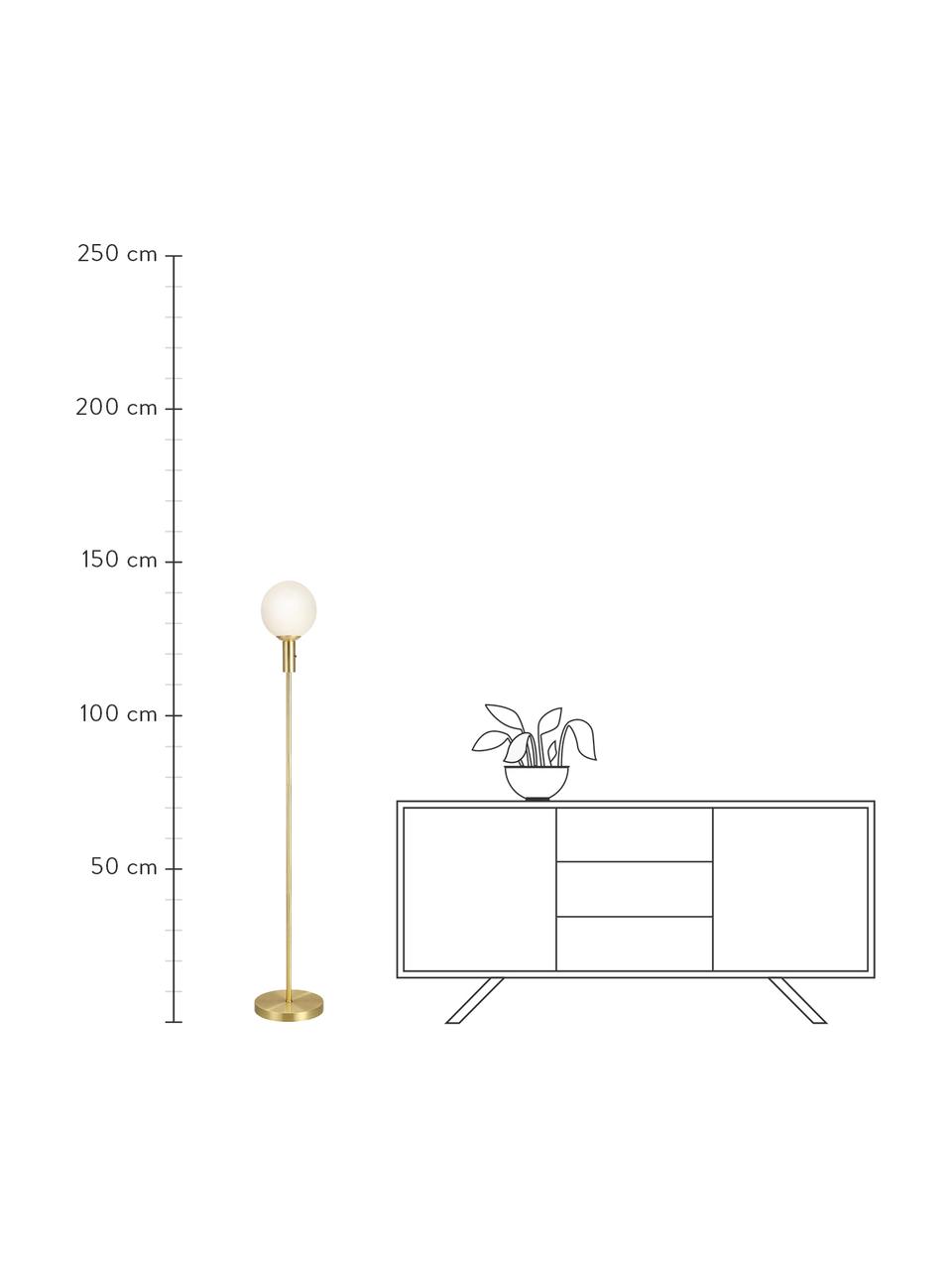 Lampa podłogowa ze szkła opalowego Minna, Odcienie mosiądzu, Ø 22 x W 144 cm