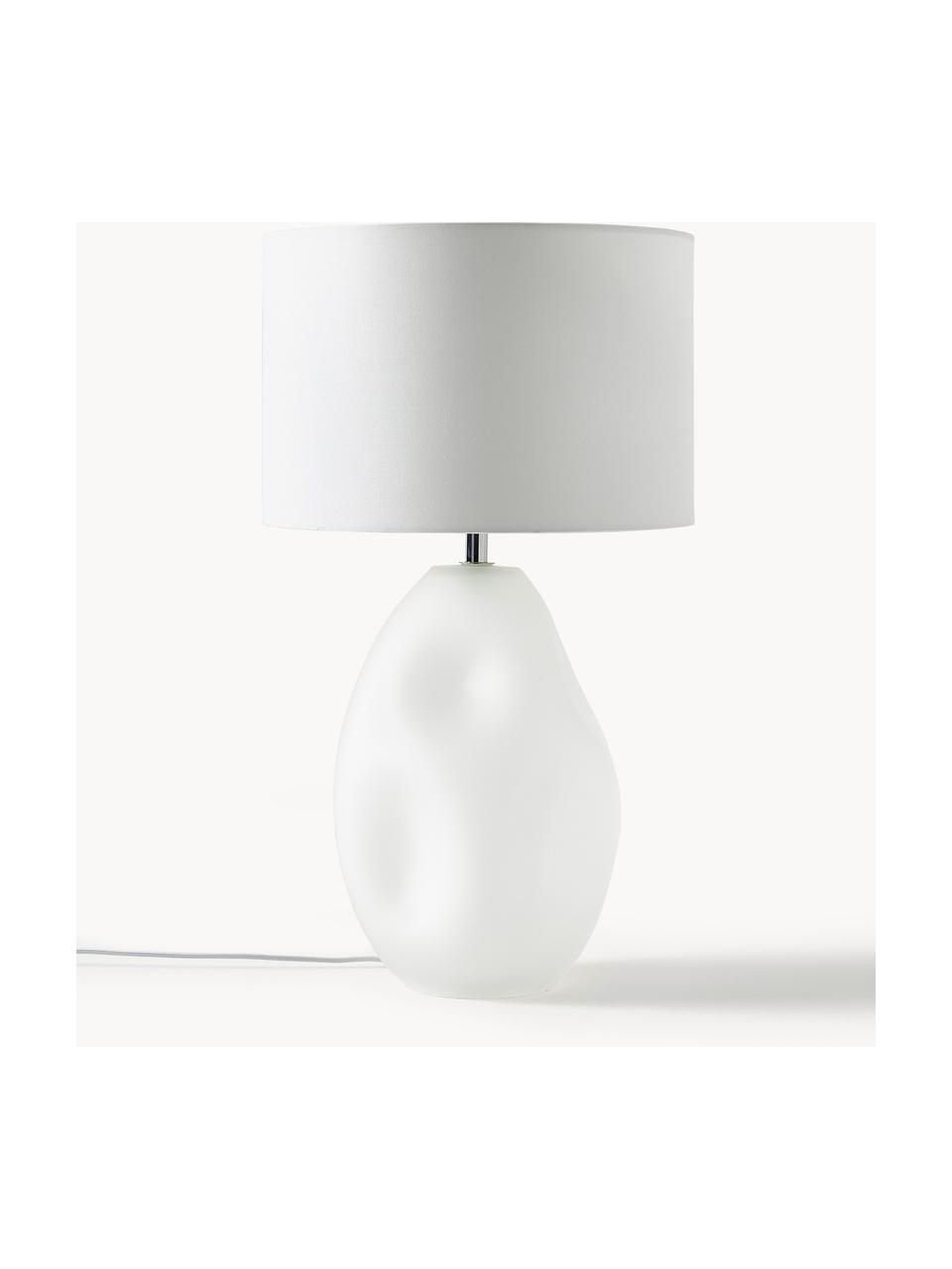 Grande lampe à poser avec pied en verre translucide Leia, Blanc, Ø 30 x haut. 53 cm