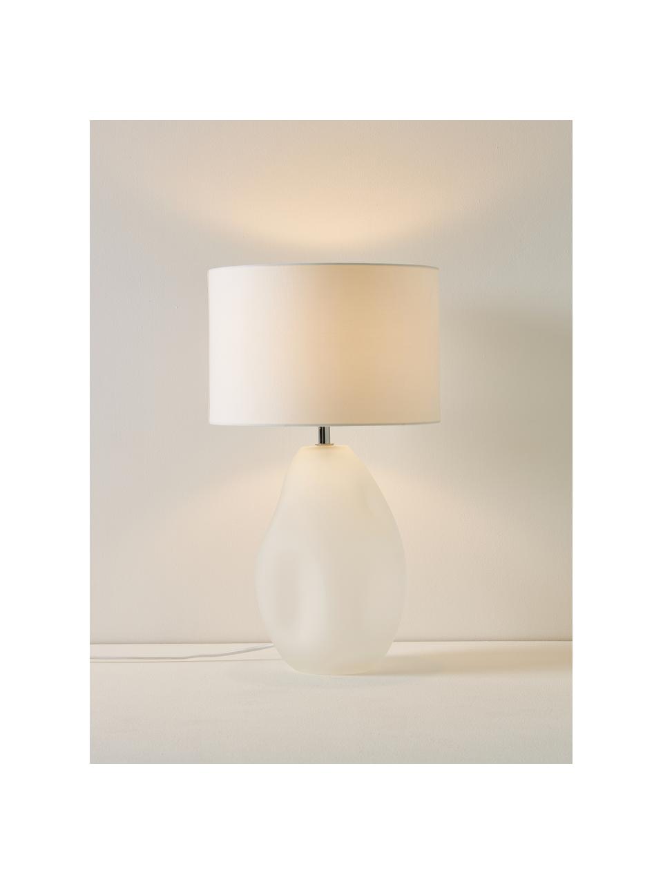 Grande lampe à poser avec pied en verre translucide Leia, Blanc, Ø 30 x haut. 53 cm