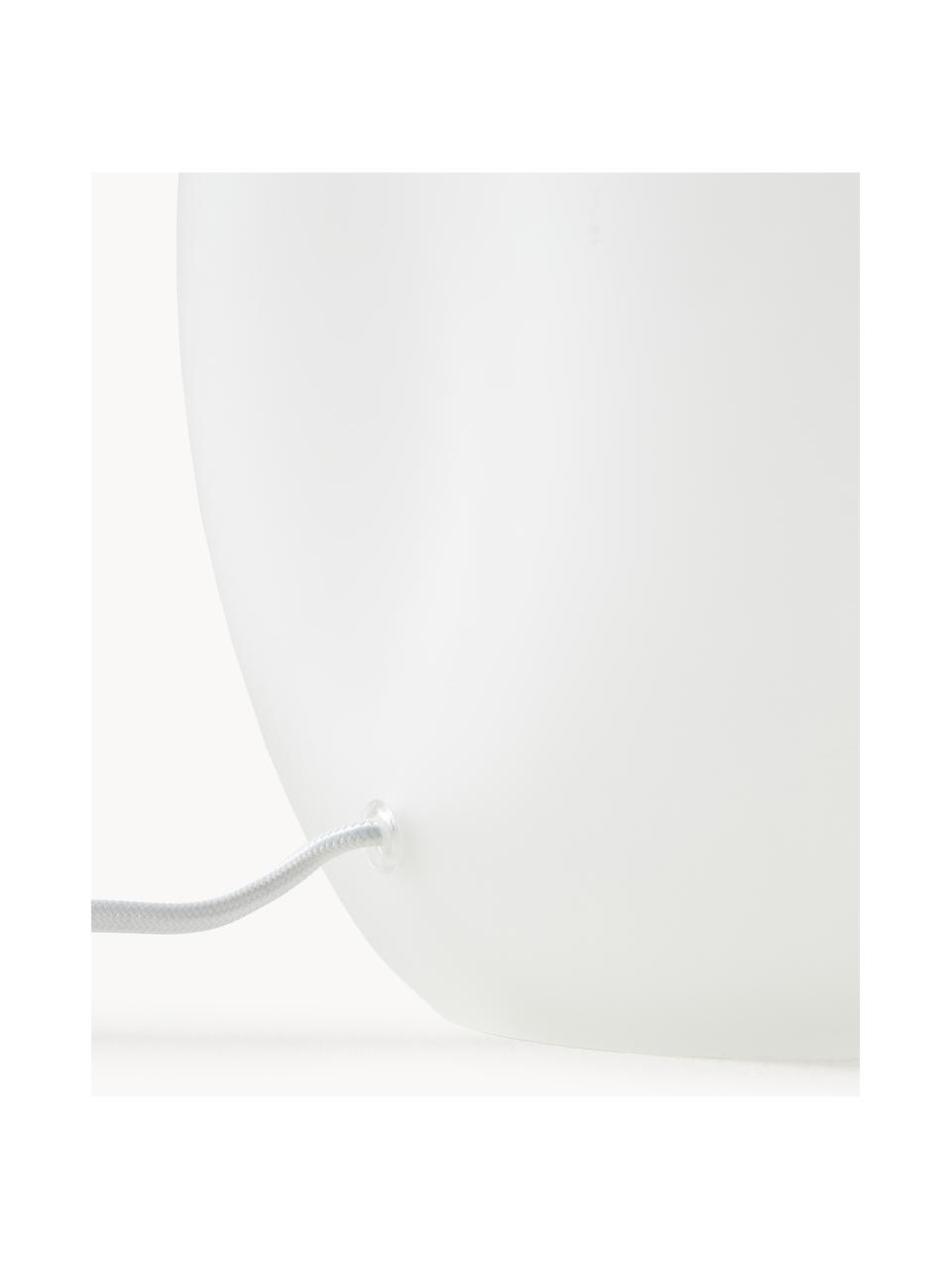 Große Tischlampe Leia mit semi-transparentem Glasfuß, Lampenschirm: Textil, Lampenfuß: Glas, Weiß, Ø 30 x H 53 cm