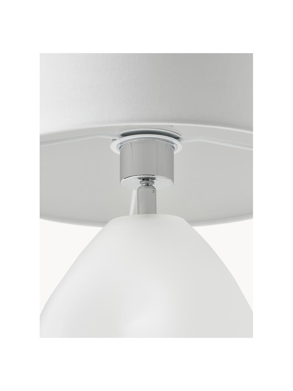 Lampada da tavolo con base in vetro semitrasparente Leia, Paralume: tessuto, Base della lampada: vetro, Bianco, Ø 30 x Alt. 53 cm