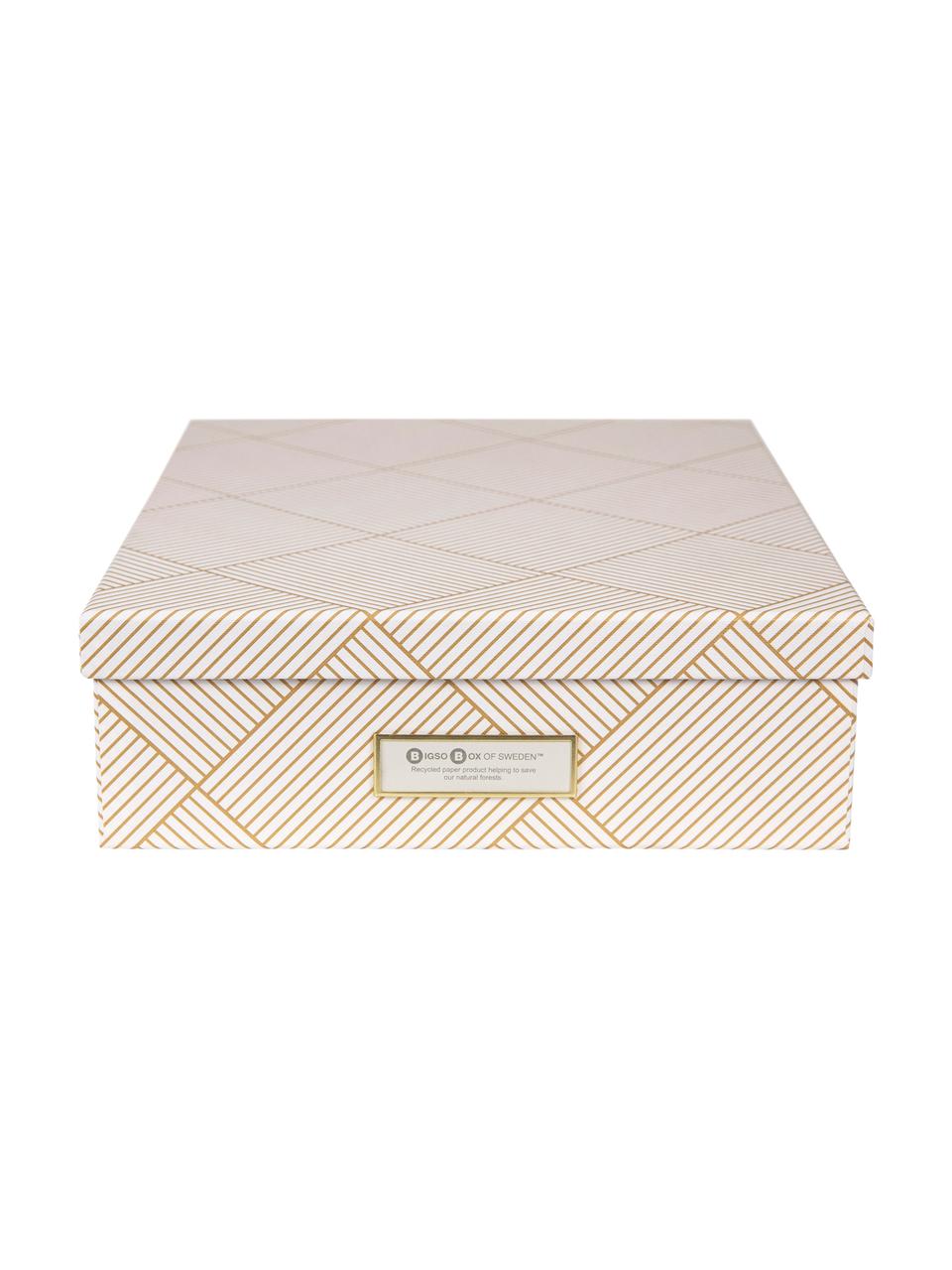Úložná škatuľa Oskar, Odtiene zlatej, biela, Š 26 x V 9 cm