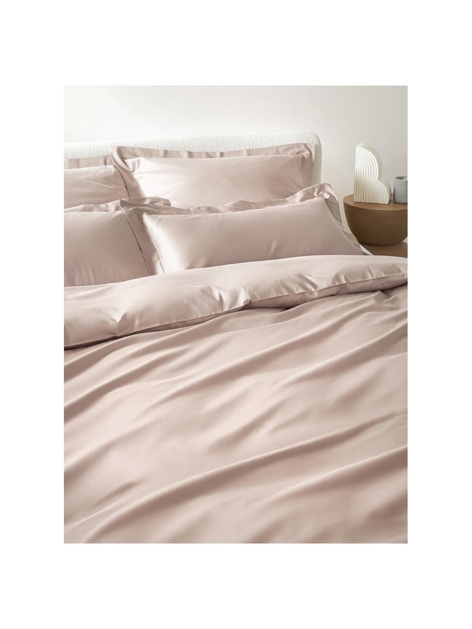 Housse de couette en satin de coton Premium, Rose pâle, larg. 140 x long. 200 cm