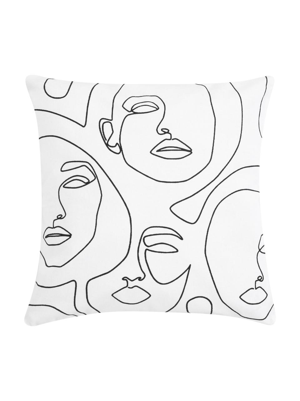 Funda de cojín Ariana, Blanco, negro, An 40 x L 40 cm