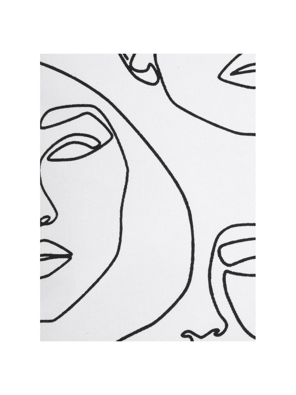 Kissenhülle Ariana mit abstrakter One Line Zeichnung, Webart: Panama, Weiß, Schwarz, B 40 x L 40 cm