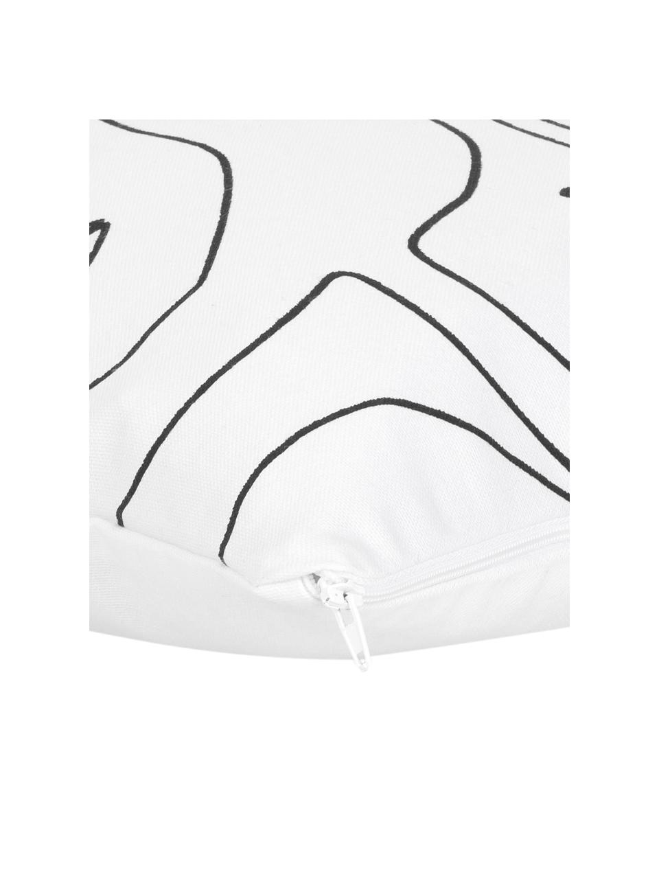 Kissenhülle Aria mit abstrakter One Line Zeichnung, Webart: Panama, Weiß, Schwarz, B 40 x L 40 cm