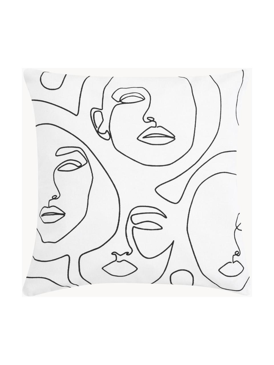 Povlak na polštář s abstraktní kresbou Ariana, Bílá, černá, Š 40 cm, D 40 cm
